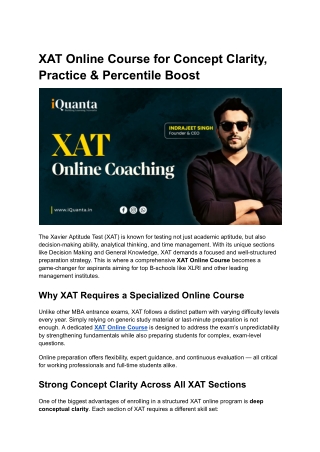 XAT Online Course for Concept Clarity, Practice & Percentile Boost