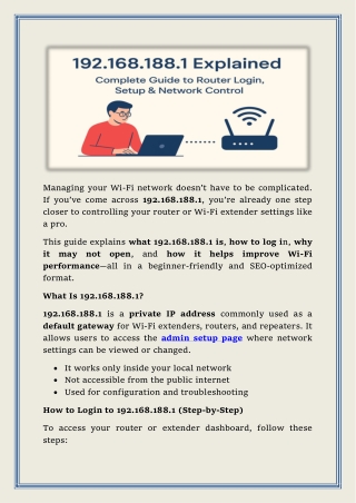 192.168.188.1 Explained: Complete Guide to Router Login, Setup & Network Control