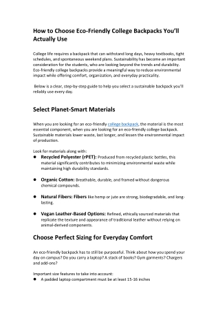 How to Choose Eco-Friendly College Backpack