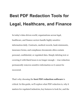 Best PDF Redaction Tools for Legal, Healthcare, and Finance