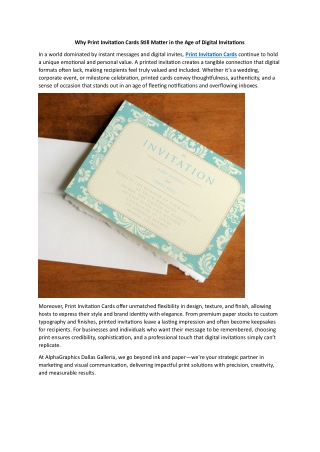 Why Print Invitation Cards Still Matter in the Age of Digital Invitations