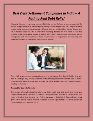 Best Debt Settlement Companies in India – A Path to Real Debt Relief