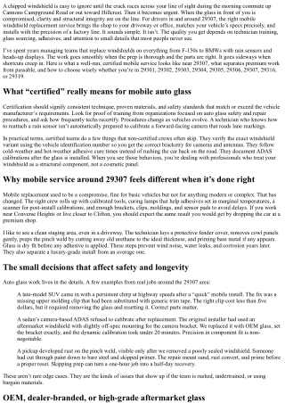 Mobile Windshield Replacement Near 29307: Certified Auto Glass Technicians