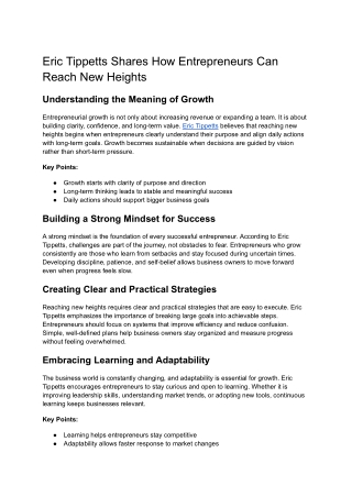 Eric Tippetts Shares How Entrepreneurs Can Reach New Heights