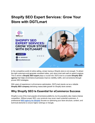 Shopify SEO Expert Services- Grow Your Store with DGTLmart