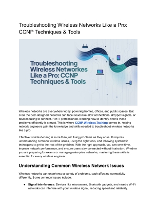 Troubleshooting Wireless Networks Like a Pro_ CCNP Techniques & Tools