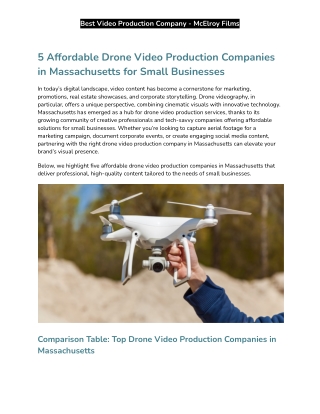 5 Affordable Drone Video Production Companies in Massachusetts for Small Businesses