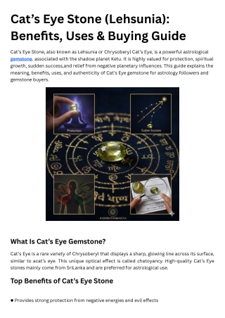 Cat’s Eye Gemstone Guide (Rashiratanbhagya)