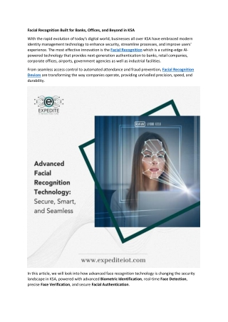 Facial Recognition Built for Banks, Offices, and Beyond in KSA