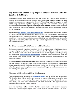 Why Businesses Choose a Top Logistics Company in Saudi Arabia for Seamless Global Freight (1)
