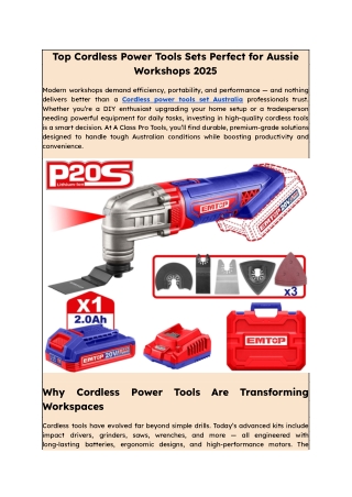 Top Cordless Power Tools Sets Perfect for Aussie Workshops 2025