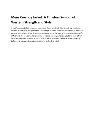 Mens Cowboy Jacket_ A Timeless Symbol of Western Strength and Style