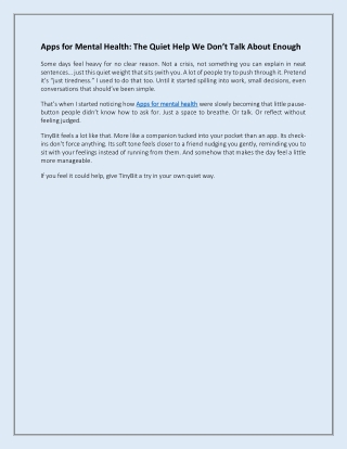 Apps for Mental Health - The Quiet Help We Don’t Talk About Enough