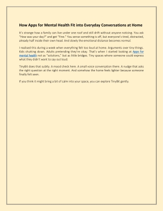How Apps for Mental Health Fit into Everyday Conversations at Home
