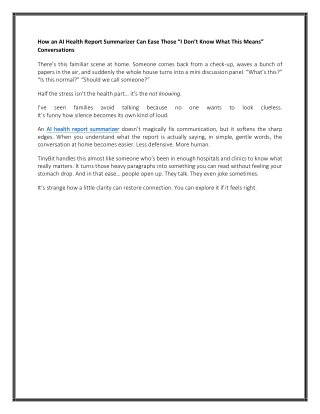 How an AI Health Report Summarizer Can Ease Those “I Don’t Know What This Means” Conversations