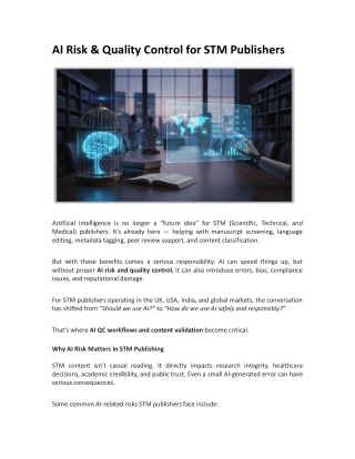 AI Risk & Quality Control for STM Publishers.