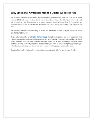 Why Emotional Awareness Needs a Digital Wellbeing App