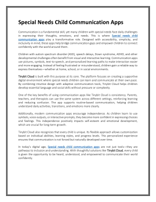 Special Needs Child Communication Apps