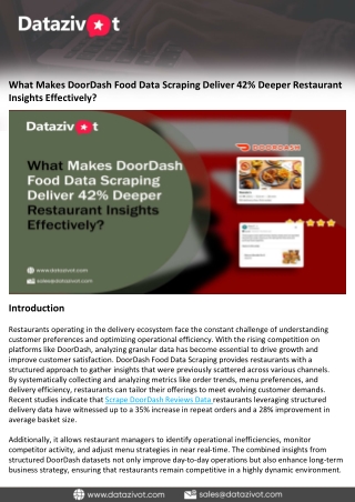 What Makes DoorDash Food Data Scraping Deliver 42% Deeper Restaurant Insights Effectively