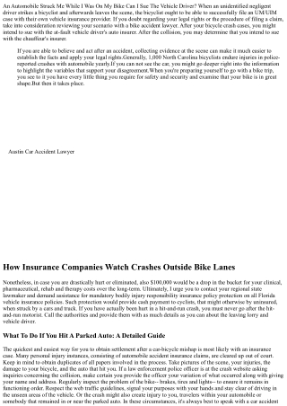 Bicyclists: What To Do If You Are Hit By An Automobile