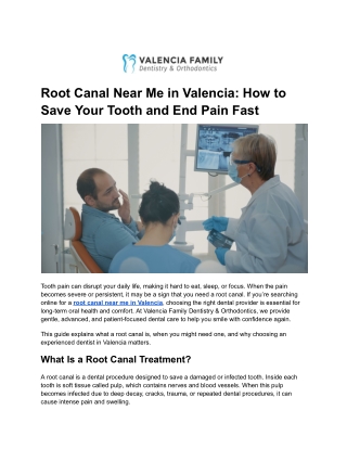 Root Canal Near Me in Valencia_ How to Save Your Tooth and End Pain Fast