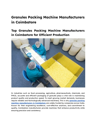 Granules Packing Machine Manufacturers in Coimbatore