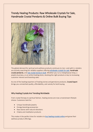 Trendy Healing Products Raw Wholesale Crystals for Sale, Handmade Crystal Pendants & Online Bulk Buying Tips