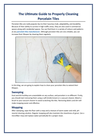 The Ultimate Guide to Properly Cleaning Porcelain Tiles