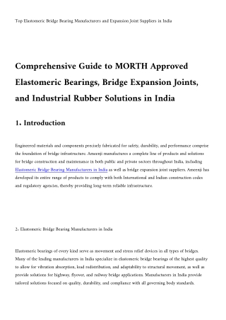 Elastomeric bridge bearing manufacturers in India