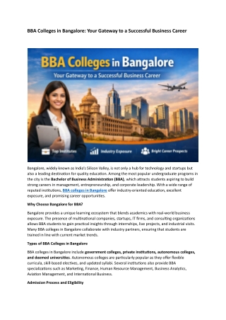 BBA Colleges in Bangalore
