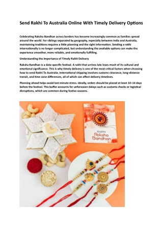 Send Rakhi To Australia