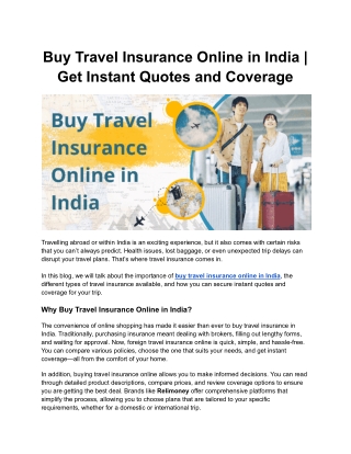 Buy Travel Insurance Online in India _ Get Instant Quotes and Coverage