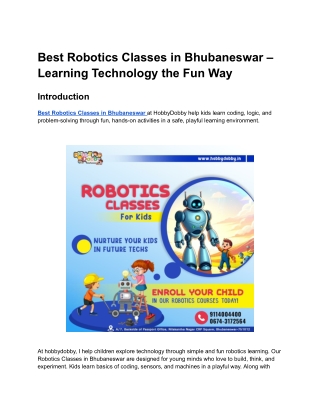 Robotics Classes in Bhubaneswar