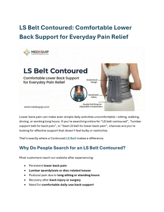 LS Belt Contoured Comfortable Lower Back Support for Everyday Pain Relief