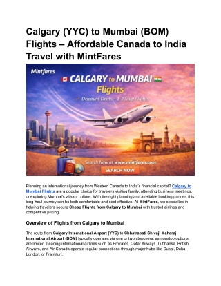 Calgary to Mumbai Airfare Deals – Save on YYC to BOM