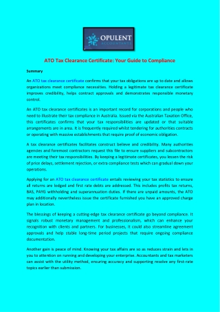 ATO Tax Clearance Certificate Your Guide to Compliance
