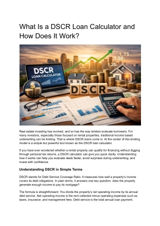 What Is a DSCR Loan Calculator and How Does It Work?