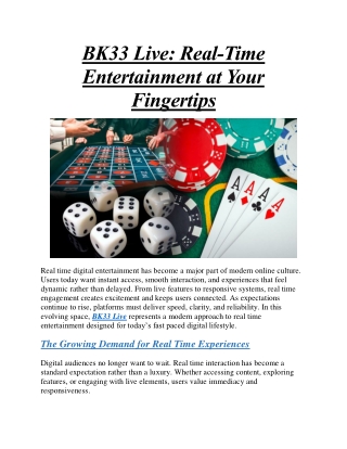 BK33 Live Real-Time Entertainment at Your Fingertips