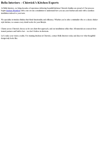 Chiswick Kitchen Specialists