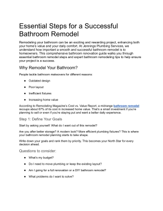 Bathroom Remodel Checklist for Homeowners | Jennings Plumbing