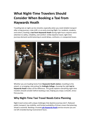 How to Safely Travel Late at Night from Haywards Heath to Gatwick