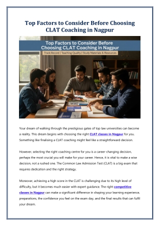 Top Factors to Consider Before Choosing CLAT Coaching in Nagpur