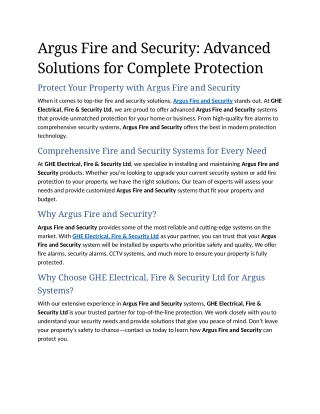 5. Argus Fire and Security Advanced Solutions for Complete Protection