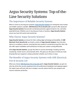8. Argus Security Systems Top-of-the-Line Security Solutions