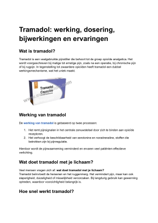 Tramadol_ werking, dosering, bijwerkingen en ervaringen