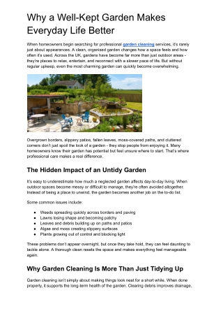 Why a Well-Kept Garden Makes Everyday Life Better