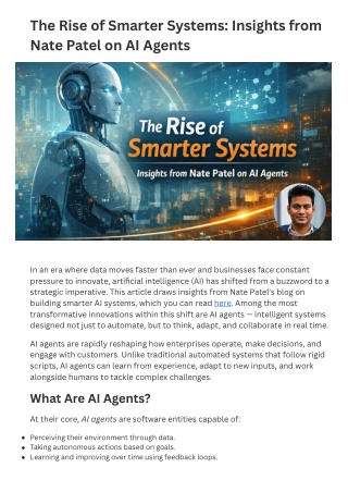 The Rise of Smarter Systems Insights from Nate Patel on AI Agents