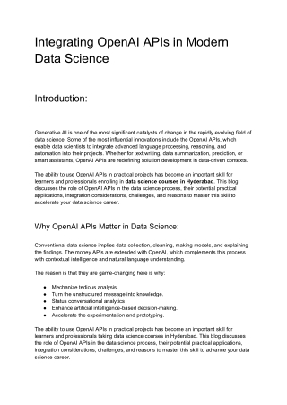 Integrating OpenAI APIs in Modern Data Science