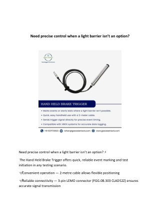 Need precise control when a light barrier isn’t an option