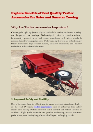 Explore Benefits of Best Quality Trailer Accessories